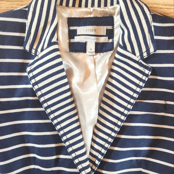 J. Crew Navy Striped Women's Schoolboy Blazer, Size 6 - Picture 3 of 7
